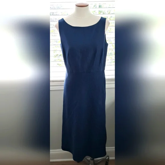 Lafayette 148 New York Dresses | Lafayette 148 New York Dark Blue Sleeveless 100% Linen Dress Sz 6 Nwt | Color: Blue | Size: 6 | Pm-40786727's Closet